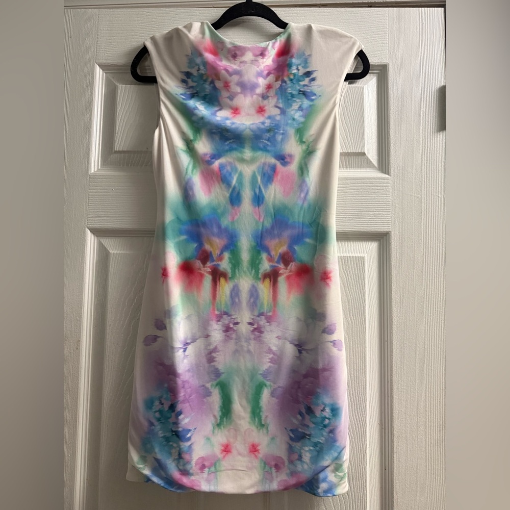 🆕 AFRM Mesh Lined Mini Dress Blur Blossom Colorful Size Medium - Picture 3 of 14